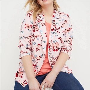 Lane Bryant The Bryant Pink Red Floral Suit Jacket Blazer 26 Petite